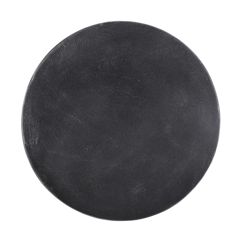 Outdoor Lightweight Concrete End Table With Natural Texture - Matte Black