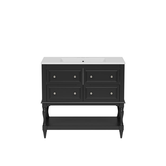 Bathroom Vanity With Medicine Cabinet, Storage Cabinet With 4 Drawers, Adjustable Shelf Mirror