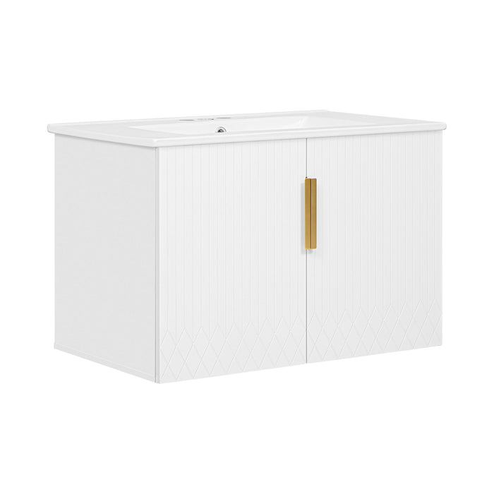 Bathroom Vanity With Sink, Rectangular Storage Cabinet With 2 Soft Closing Doors
