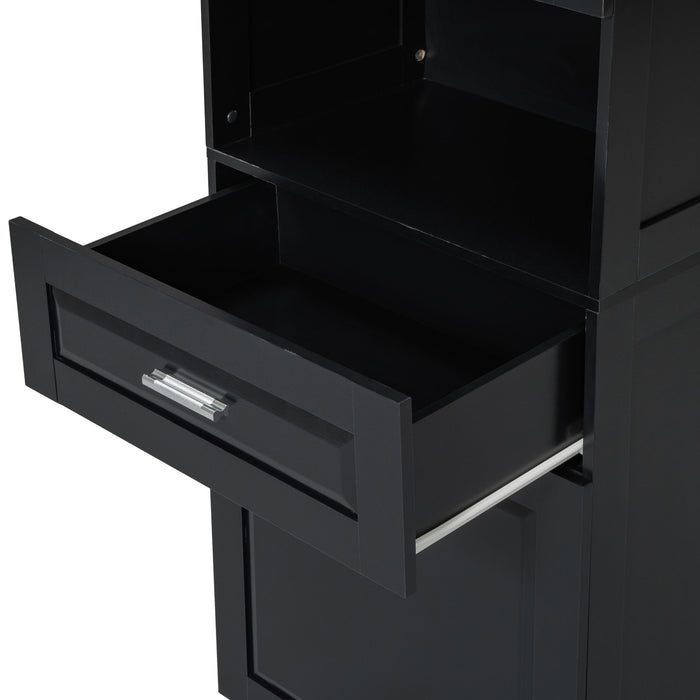 Tall Bathroom Cabinet With Tilt-Out Laundry Basket And Upper Storage