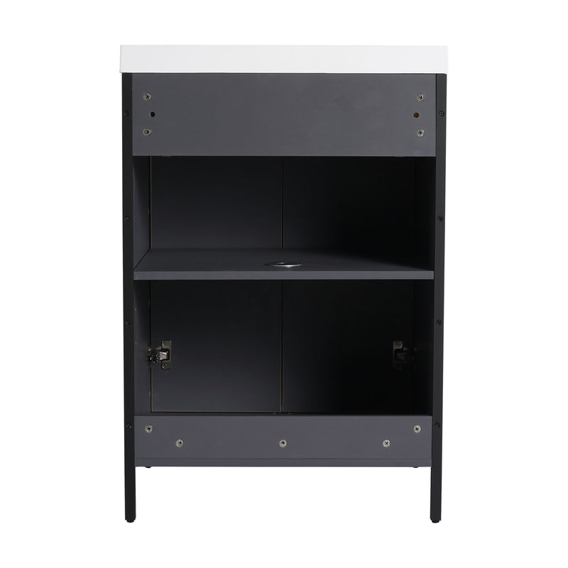 Contemporary Freestanding Bathroom Vanity With Adjustable Shelves