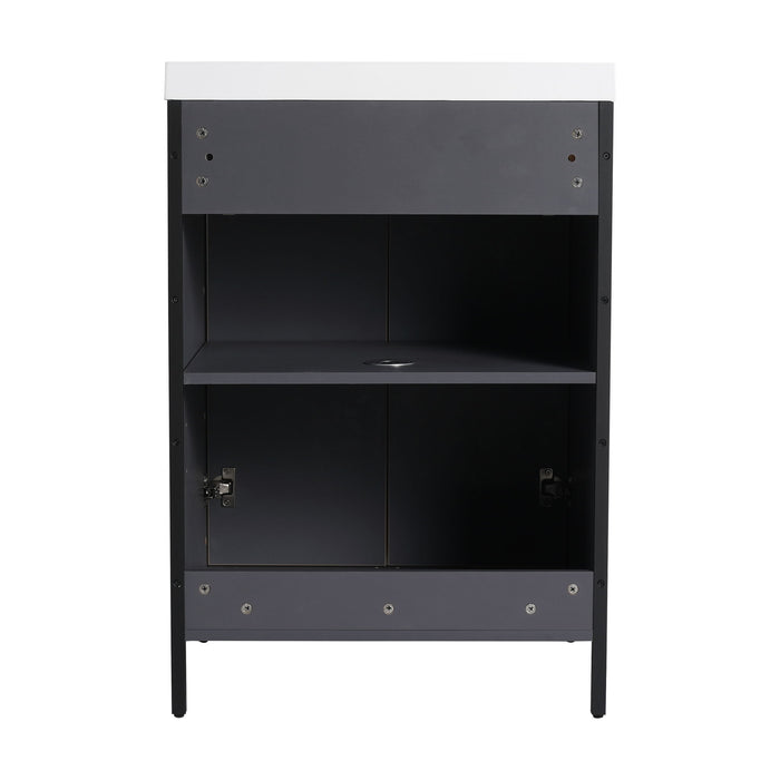 Modern Freestanding Bathroom Vanity With Resin Sink & Soft Close Cabinet Doors