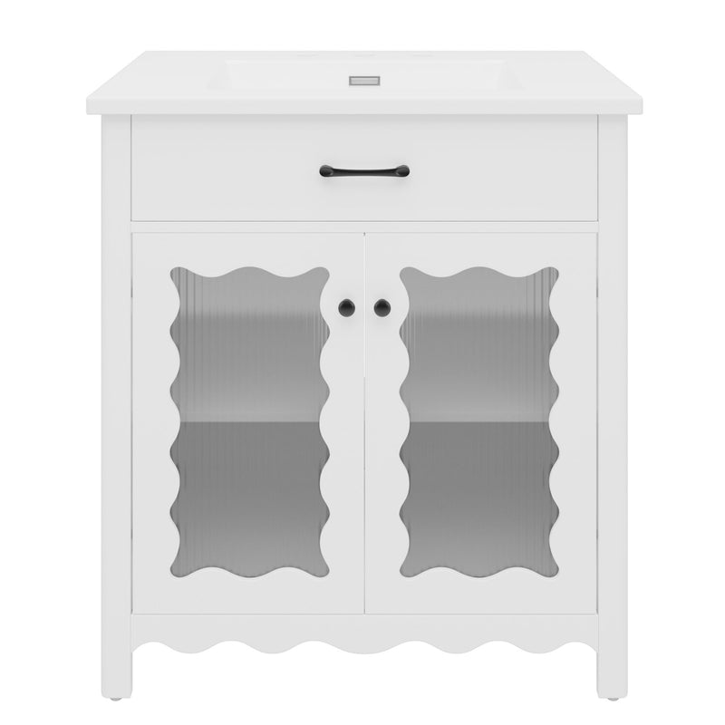 Modern Bathroom Vanity With Tempered Glass Doors