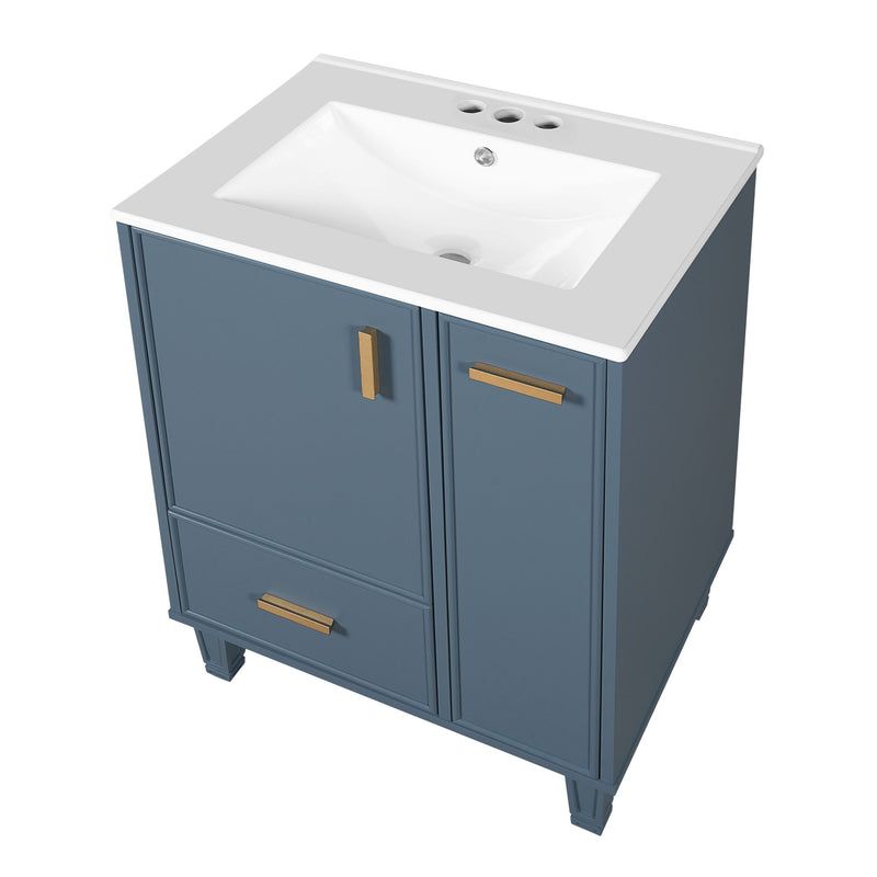 Bathroom Vanity With Sink, Deep Drawer, Door Shelf, 2 Tier Basket