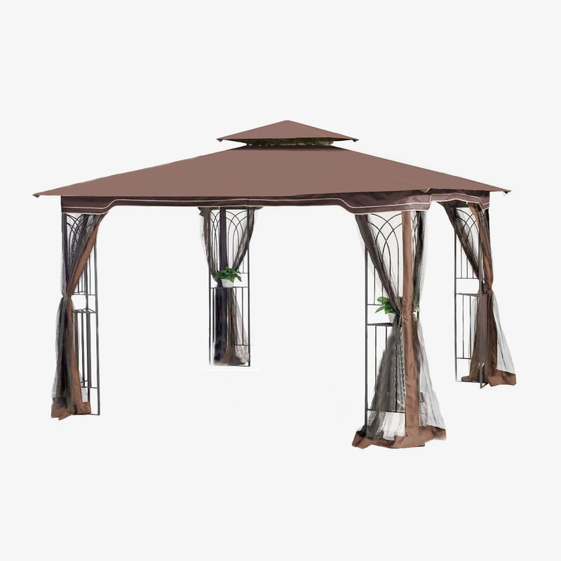 Patio Gazebo Tent With Ventilated Double Roof And Mosquito Net