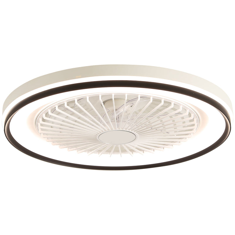 RGB Dimmable LED Bladeless Ceiling Fan With Remote Control, Flush Mount - White