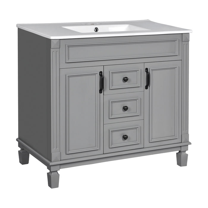 Bathroom Vanity With Top Sink, Mirror Cabinet, 2 Soft Closing Doors & 2 Drawers