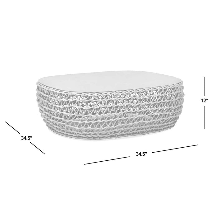 Willow - Oval Woven Patio Coffee Table, Wicker Frame
