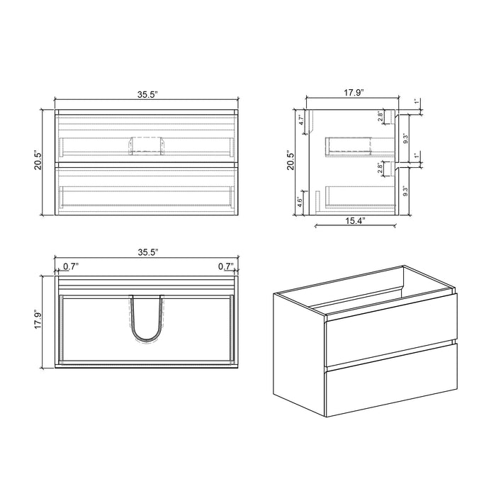 Alice - Bathroom Vanity With Sink, Wall Mounted, Floating