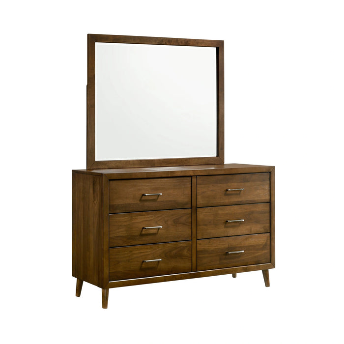 Malibu 6-Drawer Dresser & Mirror in Walnut