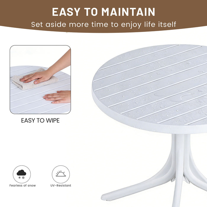 4 Piece Set Of Color Block Designed Single Chairs & Round Table - Cream White / Haze Green / White