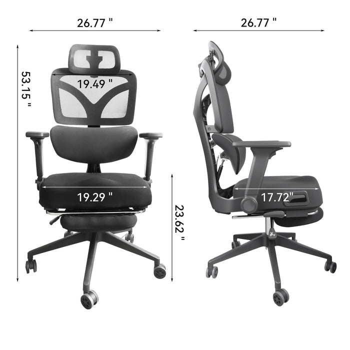 Zero Gravity Ergonomic Office Chair With 145° Recline, 3D Headrest - Black