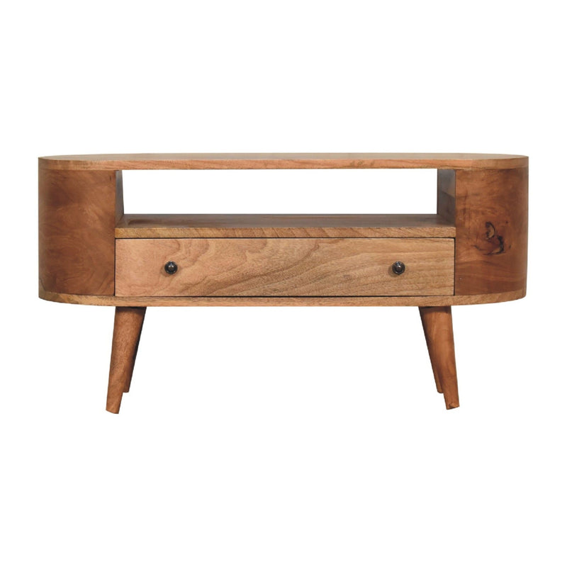 Modern Mini Rounded Entertainment Unit - Oak
