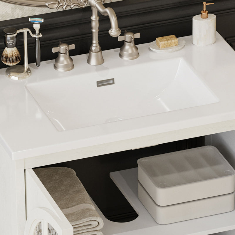 Vintage Farmhouse Bathroom Vanity With Ceramic Sink