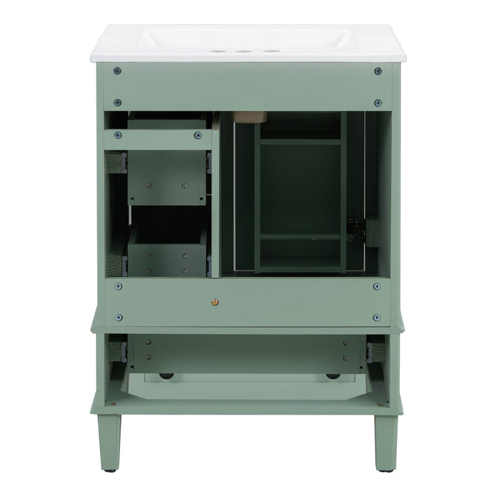 Bathroom Vanity With Integrated Basin, Soft Close Drawers, Door Mounted Double Layer Shelf