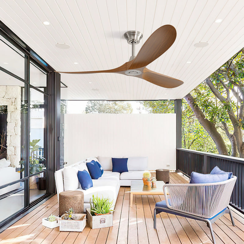 60" Outdoor Ceiling Fan Without Light With Smart App Control - Brushed Nickel