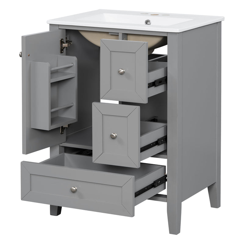 Modern Bathroom Vanity With Sink, Freestanding Cabinet With Drawers And Shelves
