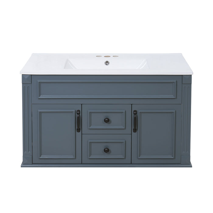 French Simple Style Wall Mounted Bathroom Cabinet With Sink