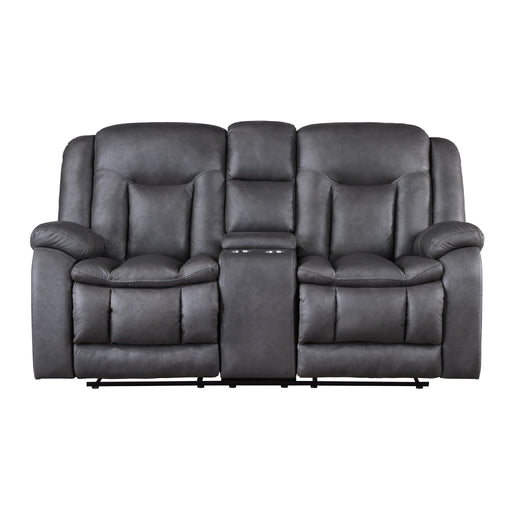 Morello Console Loveseat W/ Dual Recliners-Gray
