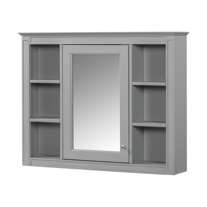 Bathroom Vanity With Mirror Cabinet, Single Sink With 2 Soft Closing Doors And 4 Drawers