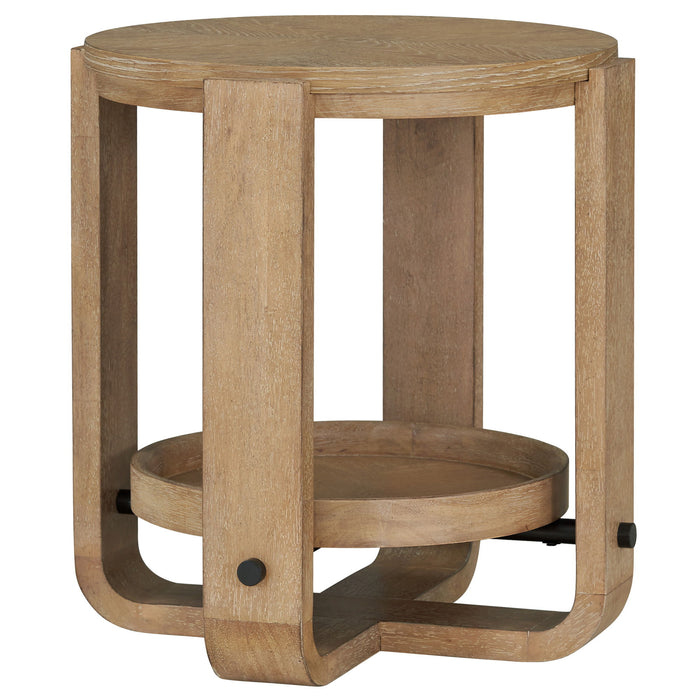Escape - 3 Piece Occasional Table Set - Glazed Natural Oak / Black Metal Trim