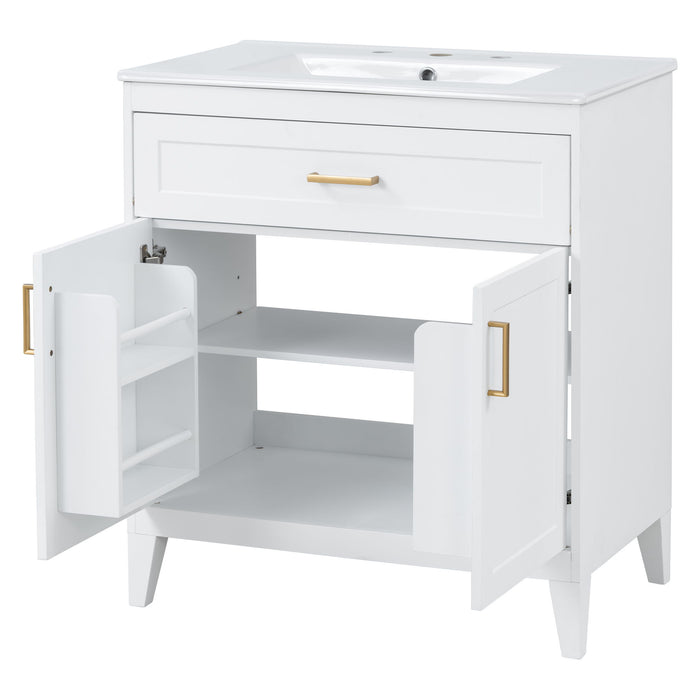 Bathroom Vanity With Sink Top, Adjustable Shelf, Door Organizers