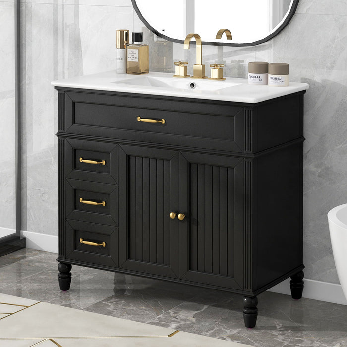 Bathroom Vanity With Sink, 2 Doors 2 Drawers, Freestanding Design