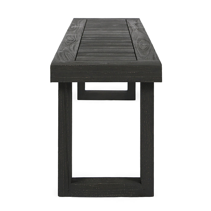 Outdoor 6 Seater Dining Set With Bench - Dark Gray / Light Gray