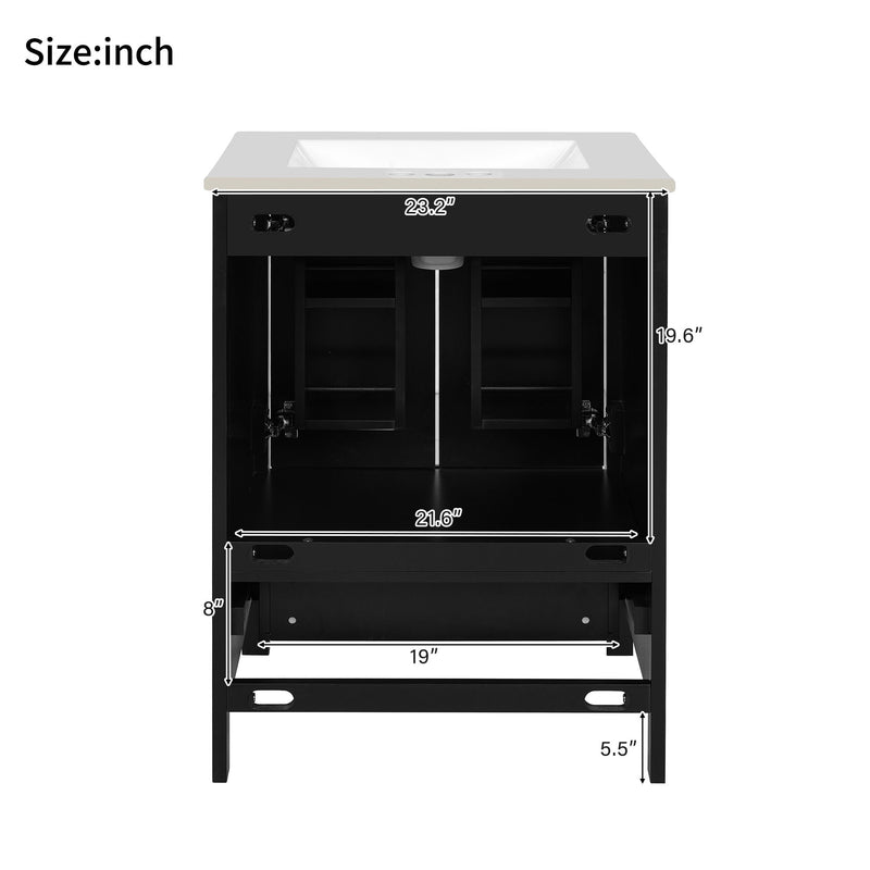 Bathroom Vanity With Integrated Undermount Ceramic Sink, 2 Doors And 1 Drawer, Soft Close Hinges