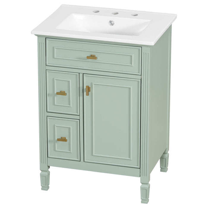 Modern Bathroom Vanity With Sink, Flip Drawer, 2 Drawers, Adjustable Shelf