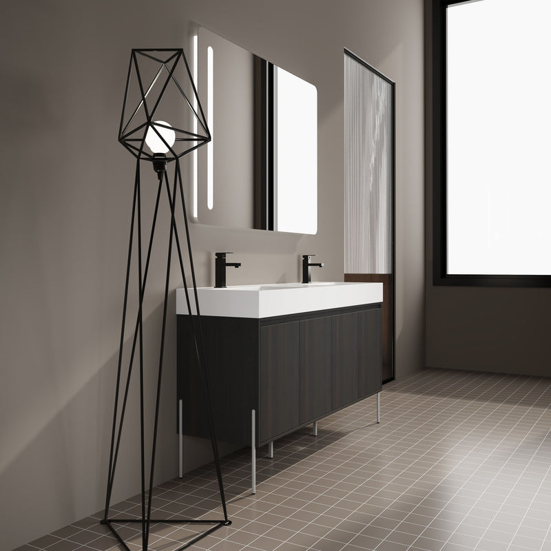 Freestanding Bathroom Vanity With Resin Sink And Storage Cabinet