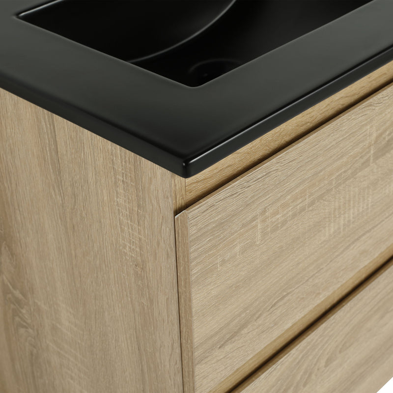Wall Mounted Bathroom Vanity With Sink, 2 Soft Close Drawers