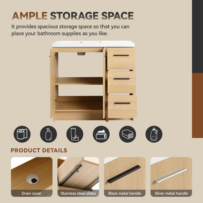 Wall Mounted Floating Bathroom Vanity With Sink, Door & Drawers Modular Cabinet