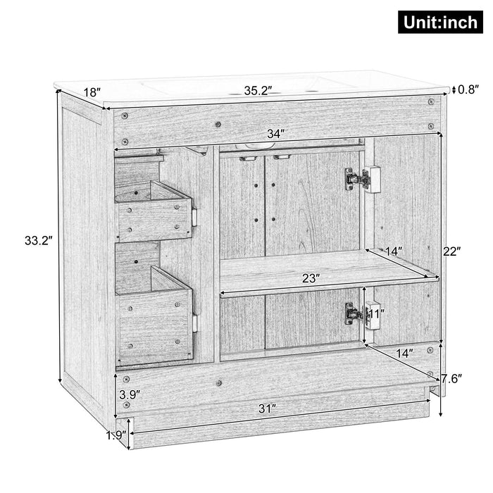 Bathroom Vanity & Sink, Soft Close Doors & Drawers - Wood