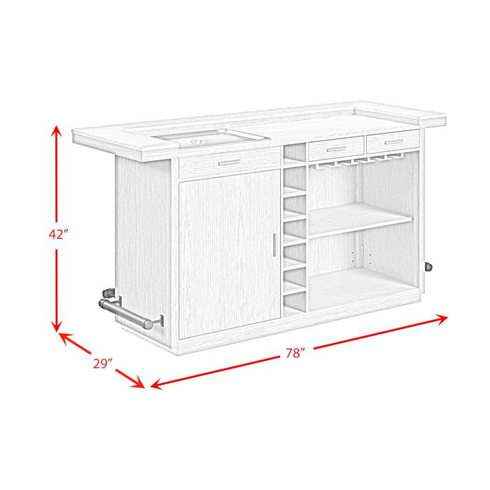 Cambrie - Bar Table With LED - Off-White And Natural