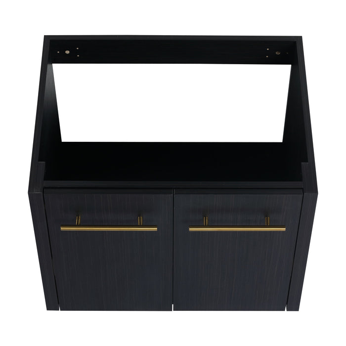 Modern Wall Mounted Bathroom Vanity With Resin Sink And Storage Rack