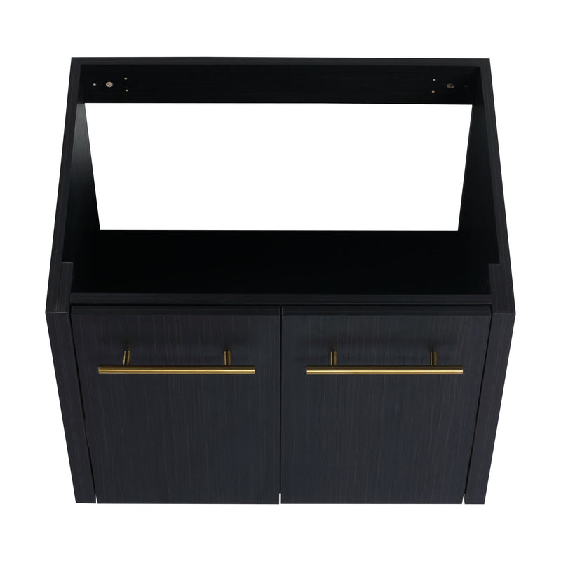 Modern Wall Mounted Bathroom Vanity With Thick Edge Resin Sink And Storage Rack