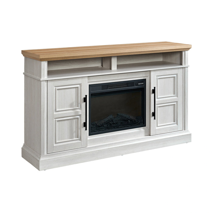 Villa Console with 23"" Fireplace Insert in White & Natural