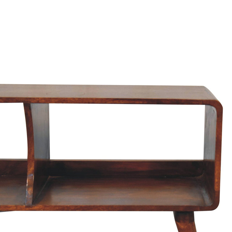 Curved Double Slot Media Unit - Dark Brown