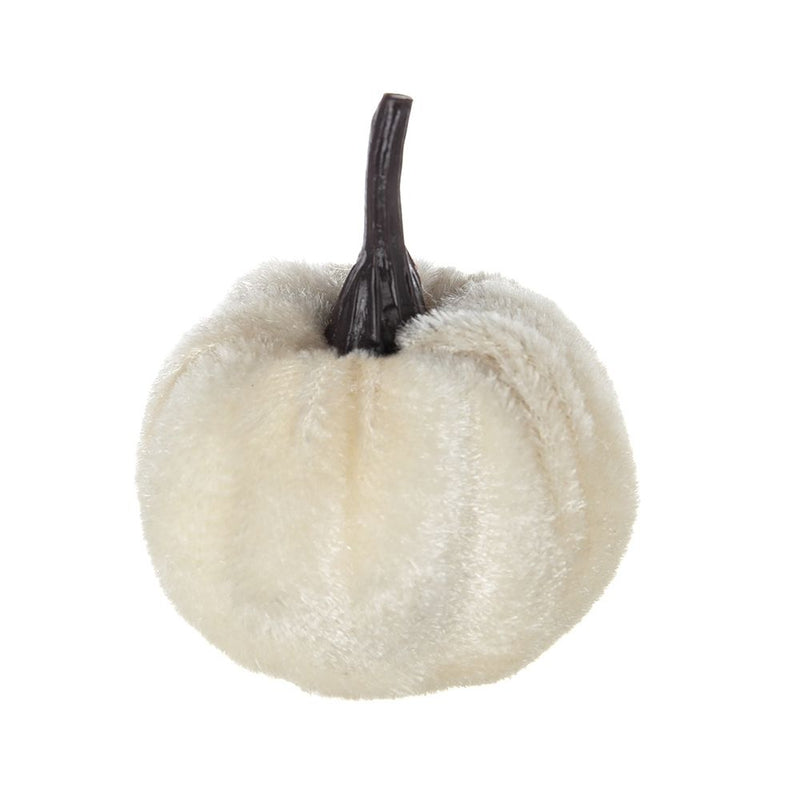 Velvety Pumpkin In Mesh Bag, Bag / 12, For Holiday Harvest Festival Fall Festival & Thanksgiving (Set of 4) - White