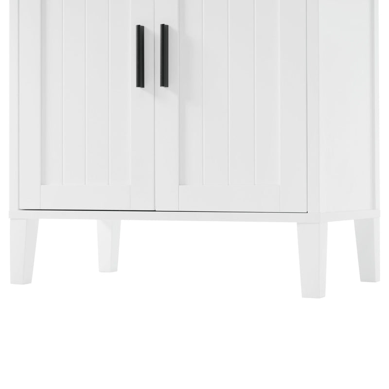 Freestanding Tall Bathroom Cabinet With Soft Close Doors And Adjustable Shelves