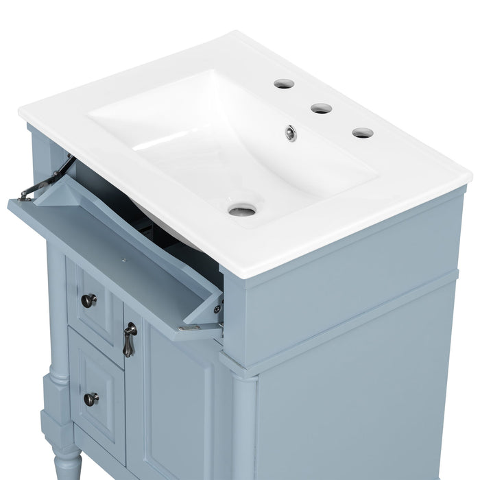 Freestanding Bathroom Vanity With Sink, Adjustable Shelf & Flip Drawer