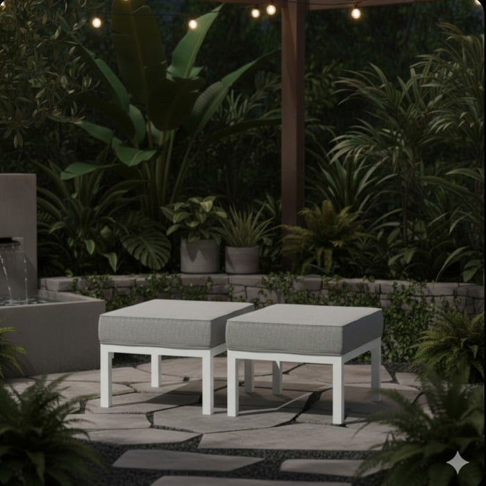 Patio Ottomans With Cushions, All-Weather Footrests (Set of 2)