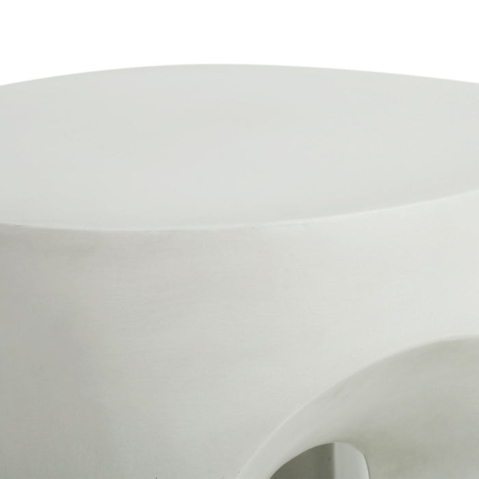 Outdoor Round Top Side Table / End Table, Living Room Accent Table - Antique White