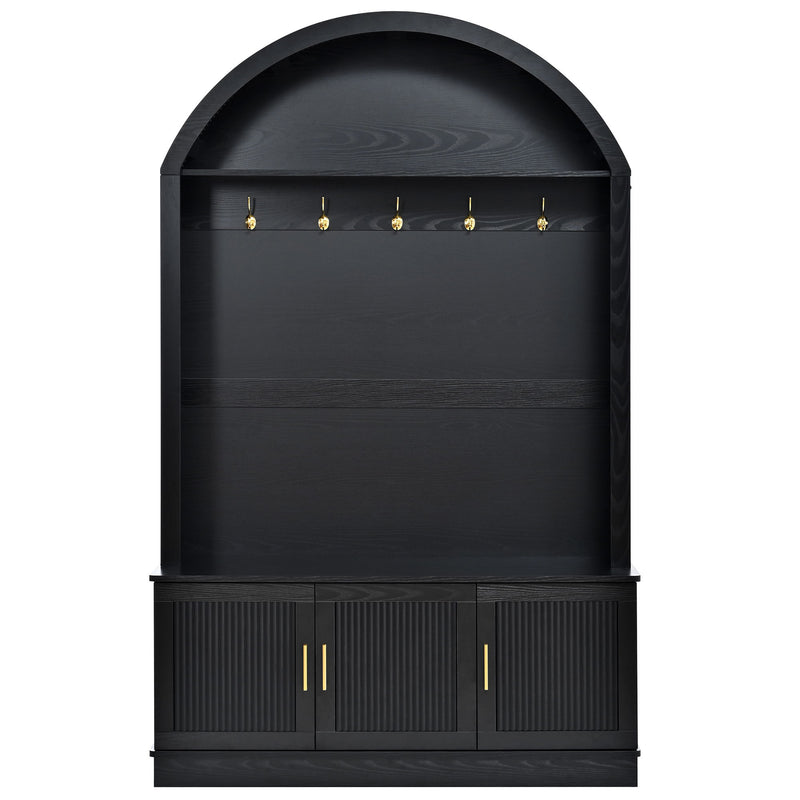 Arched Top Hall Tree With 5 Hooks