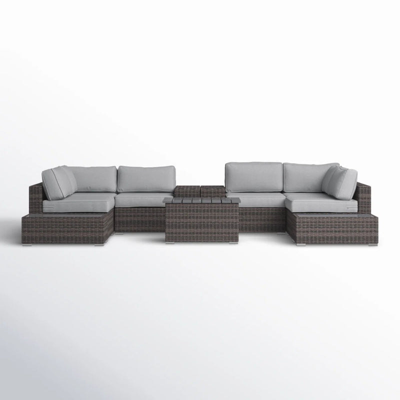 Wicker Sectional Seating Group With Cushions