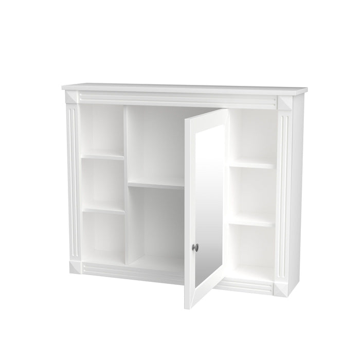 Wall Mounted Bathroom Storage Cabinet With Mirror, Cabinet With 6 Open Shelves And Adjustable Interior