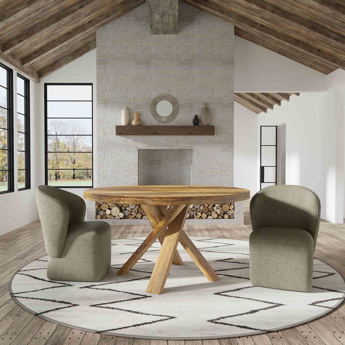 Crossings - Downtown Round Dining Table With 4 Upholstered Chairs - Amber & Gray