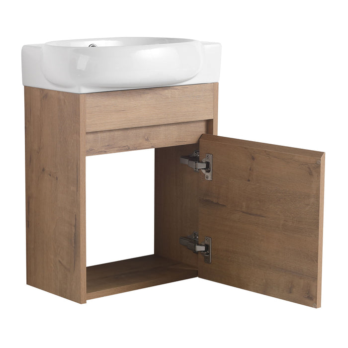 Modern Bathroom Vanity With Ceramic Basin, Wall Mounted Floating Sink Combo, Storage Cabinet