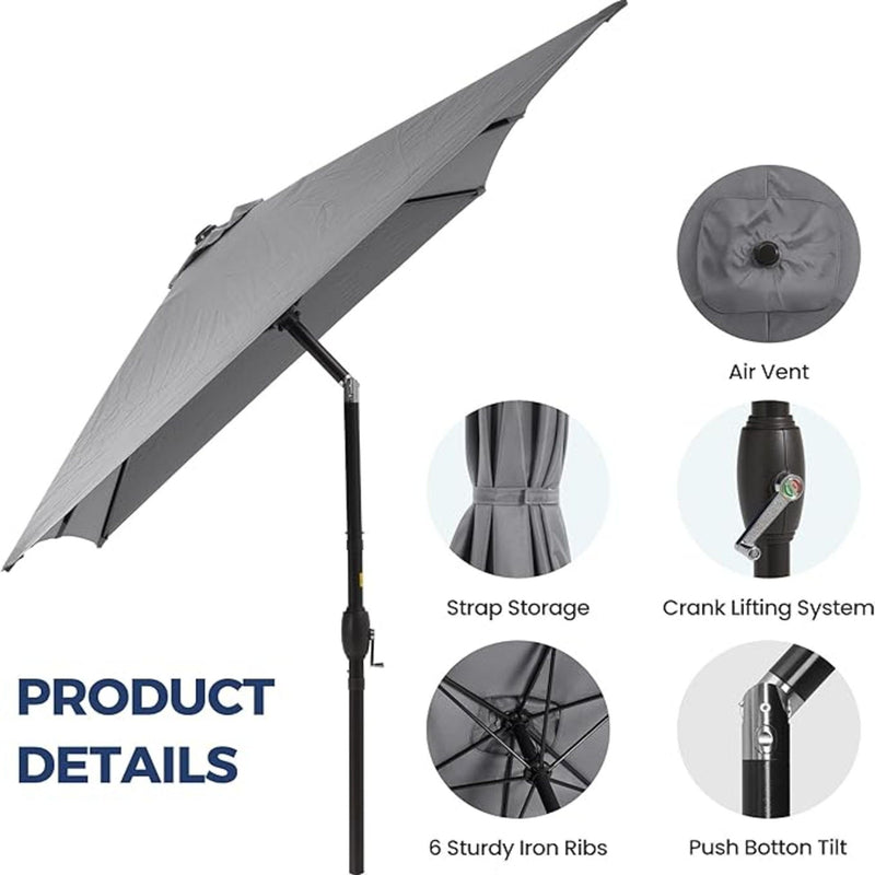 Rectangular Patio Umbrella With Crank Tilt, Polyester UV-Resistant Canopy